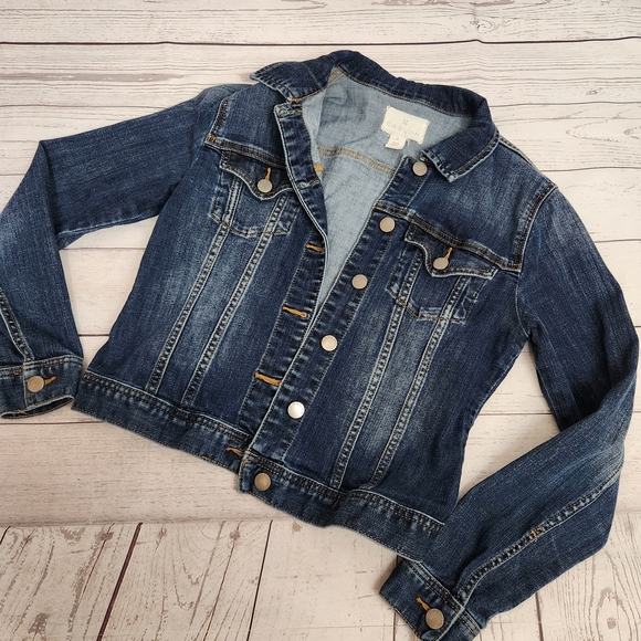 Caslon Jackets & Blazers - Caslon Dark Blue Denim Jean Jacket